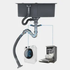 Lonheo Évier Cuisine 1 Bac 68x45x19CM Évier à Encastrer En Acier Inox 201 Avec Distrubuteur De Savon Et Égouttoir Panier, Noir -Promos Gout Cuisine Boutique 44638587 3