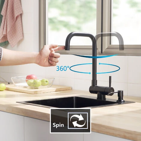 CECIPA Mitigeur Cuisine Rabattable Noir Robinet Cuisine Pliable Avec 2 Jets Aux Choix Mitigeur De Cuisine Sous Fenêtre Avec Bec Orientable 360° Robinetterie Evier Rabattable Devant Fenêtre (Noir) 3 CECIPA Mitigeur Cuisine Rabattable Noir Robinet Cuisine Pliable Avec 2 Jets Aux Choix Mitigeur De Cuisine Sous Fenêtre Avec Bec Orientable 360° Robinetterie Evier Rabattable Devant Fenêtre (Noir) – Image 3