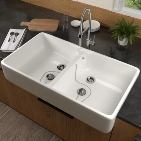 Evier Double Cuve Blanc Villeroy & Boch O Novo 220 X 795 X 550 Mm Avec Trop-plein 2 Evier Double Cuve Blanc Villeroy & Boch O Novo 220 X 795 X 550 Mm Avec Trop-plein – Image 2