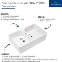 Evier Double Cuve Blanc Villeroy & Boch O Novo 220 X 795 X 550 Mm Avec Trop-plein 5 Evier Double Cuve Blanc Villeroy & Boch O Novo 220 X 795 X 550 Mm Avec Trop-plein -Promos Gout Cuisine Boutique 46894473 3
