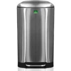 Poubelle Cubo Acier Inoxydable Fermeture Automatique Argent 30 L