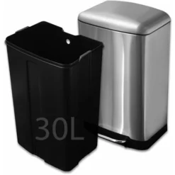 Poubelle Cubo Acier Inoxydable Fermeture Automatique Argent 30 L -Promos Gout Cuisine Boutique 46900618 3