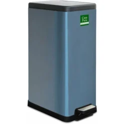 Poubelle Zack Aspect Métal Fermeture Automatique Bleu Métallique 15 L