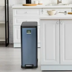 Poubelle Zack Aspect Métal Fermeture Automatique Bleu Métallique 15 L -Promos Gout Cuisine Boutique 46907797 4