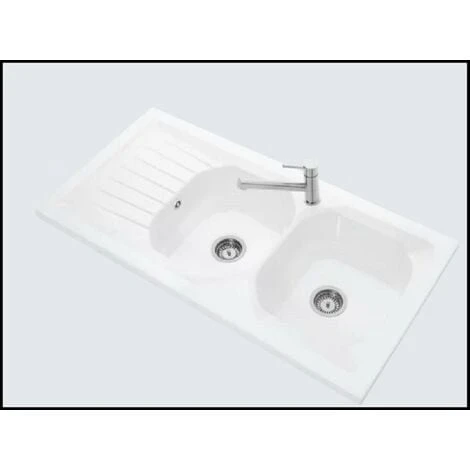 Villeroy & Boch Evier 2 Bacs WINDSOR PLUS (120 X 60 Cm) - Evier WINDSOR Plus - 2 Bacs - Dimensions évier : 120x 60 Cm - En Céramique - Blanc - Avec égouttoir 2 Villeroy & Boch Evier 2 Bacs WINDSOR PLUS (120 X 60 Cm) - Evier WINDSOR Plus - 2 Bacs - Dimensions évier : 120x 60 Cm - En Céramique - Blanc - Avec égouttoir – Image 2