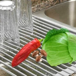 XICHAO Égouttoir à Vaisselle Pliable Silicone Recouvert D'acier Inoxydable 52x33cm -Promos Gout Cuisine Boutique 48407966 3