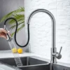 ONECE Robinet De Cuisine Avec Douchette Extractible , Mitigeur D'évier Rotatif à 360°, Robinet Evier 2 Jets Aux Choix, Robinetterie En Acier Inoxydable SS304, Surface Brossé Anti-Empreinte
