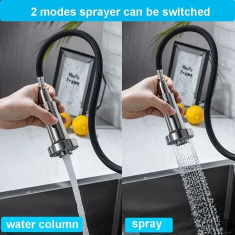 ONECE Robinet De Cuisine Avec Douchette Extractible , Mitigeur D'évier Rotatif à 360°, Robinet Evier 2 Jets Aux Choix, Robinetterie En Acier Inoxydable SS304, Surface Brossé Anti-Empreinte 2 ONECE Robinet De Cuisine Avec Douchette Extractible , Mitigeur D'évier Rotatif à 360°, Robinet Evier 2 Jets Aux Choix, Robinetterie En Acier Inoxydable SS304, Surface Brossé Anti-Empreinte – Image 2