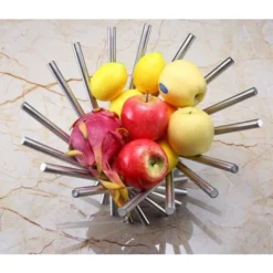 ELLE Corbeille A Fruit En Acier Inoxydable Pliable Argent - Corbeille Fruit Décorative Pour Pommes, Bananes, Oranges Et Pain - Corbeille à Fruits Métal Pour Cuisine Et Décoration De Table -Promos Gout Cuisine Boutique 51038054 3