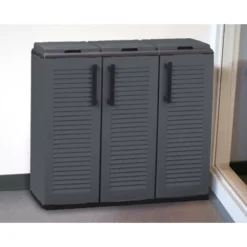 Dmora Armoire Extérieure Ou Interne, Porte Mobile 3 Sacs à 3 Portes Pour Collection Séparée, 100% Made In Italy, 102x37h84 Cm, Couleur Grise, Avec Emballage Renforcé