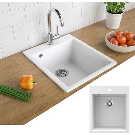 Évier De Cuisine „Venedig“ Blanc En Granit Bergstroem 2 Évier De Cuisine „Venedig“ Blanc En Granit Bergstroem – Image 2