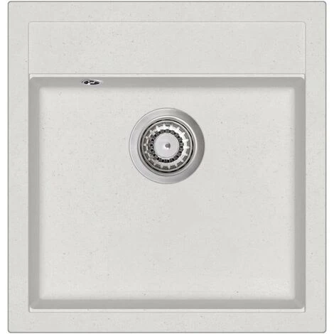 Topdeal évier De Cuisine Granit Seul Lavabo Blanc 1 Topdeal évier De Cuisine Granit Seul Lavabo Blanc