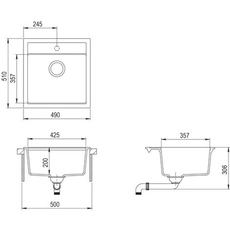 Topdeal évier De Cuisine Granit Seul Lavabo Blanc 4 Topdeal évier De Cuisine Granit Seul Lavabo Blanc – Image 4