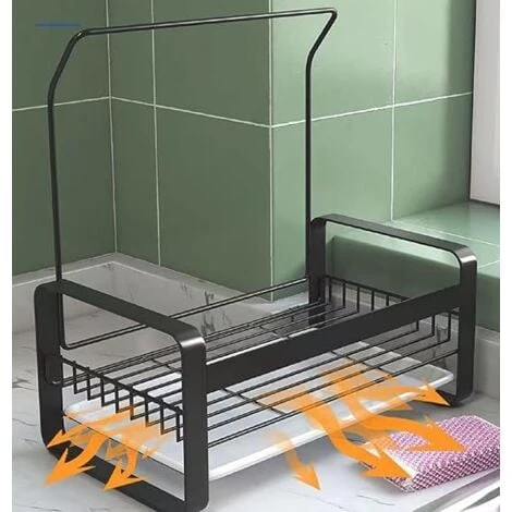 GrooFoo Porte Eponge D'Evier Inoxydable Avec Porte-Serviettes,Panneau Amovible Pour Ranger Brosses à Vaisselle,éponges à Vaisselle Et Liquide Vaisselle – Noir 3 GrooFoo Porte Eponge D'Evier Inoxydable Avec Porte-Serviettes,Panneau Amovible Pour Ranger Brosses à Vaisselle,éponges à Vaisselle Et Liquide Vaisselle – Noir – Image 3