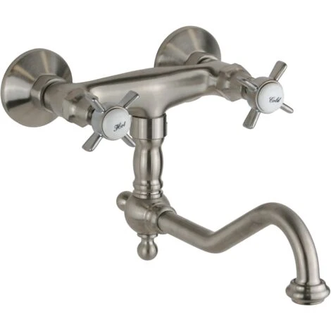 Robinet De Cuisine à Double Levier De Couleur Nickel Ancien Gattoni London 1705117NS Nickel Satiné 1 Robinet De Cuisine à Double Levier De Couleur Nickel Ancien Gattoni London 1705117NS Nickel Satiné