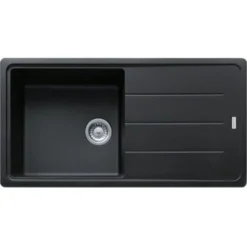 Franke Basis BFG 611-97 Evier 97x50cm Avec égouttoir Réversible, Fragranit +, Onyx (BFG611-97ON)
