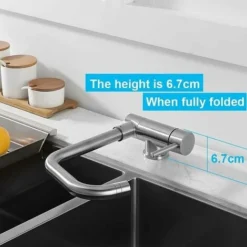 ONECE Robinet De Cuisine Rabattable Avec 2 Jets D'eau, Mitigeur Évier Repliable Pivotant à 360°, Robinetterie Devant Fenêtre, Robinet Pliable En Acier Inox SS304, Brossé Anti-Empreinte -Promos Gout Cuisine Boutique 53772403 3