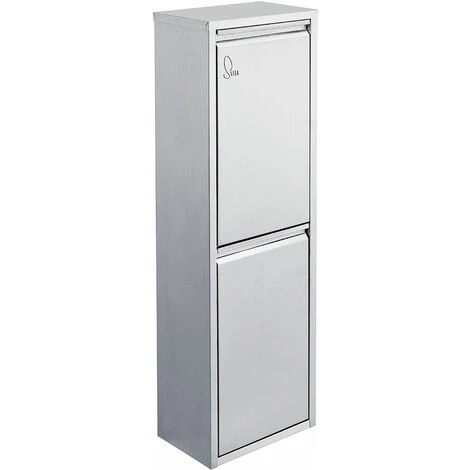 SVITA V2X8 16 Litres Poubelle En Inox Poubelle Verticale Tri Sélectif Argenté 1 SVITA V2X8 16 Litres Poubelle En Inox Poubelle Verticale Tri Sélectif Argenté