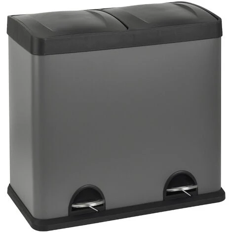 SVITA T2X24 Poubelle En Inox Corbeille à Papier Poubelle De Tri 48L Grise 1 SVITA T2X24 Poubelle En Inox Corbeille à Papier Poubelle De Tri 48L Grise