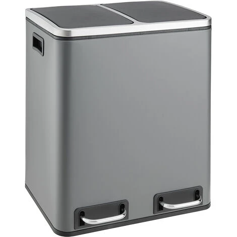 SVITA TM2X15 Poubelle Office 30L Cuisine Poubelle Tri Sélectif Gris 1 SVITA TM2X15 Poubelle Office 30L Cuisine Poubelle Tri Sélectif Gris