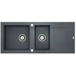 CAREA - Évier Granit BALSA 2 Bacs - Gris Béton