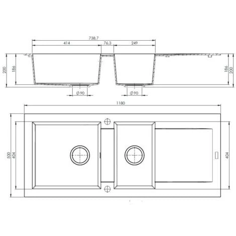 CAREA - Évier Granit BALSA 2 Bacs - Gris Béton 3 CAREA - Évier Granit BALSA 2 Bacs - Gris Béton – Image 3