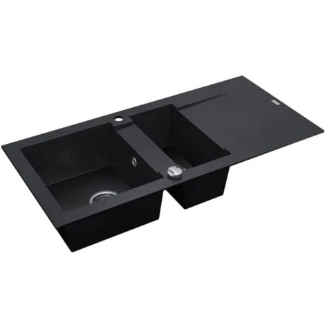 CAREA - Évier Granit BALSA 1,5 Bac - Noir 2 CAREA - Évier Granit BALSA 1,5 Bac - Noir – Image 2