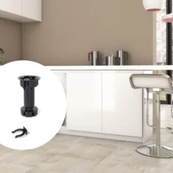Emuca Kit Pied Pour Meubles Bone Avec Pince Aver Plinthes, 150, Plastique Noir, Acier Et Plastique, 10 Kit -Promos Gout Cuisine Boutique 54868252 4