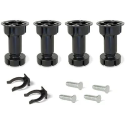 Emuca Kit Pied Pour Meubles Bone Avec Pince Aver Plinthes, 100, Plastique Noir, Acier Et Plastique, 10 Kit