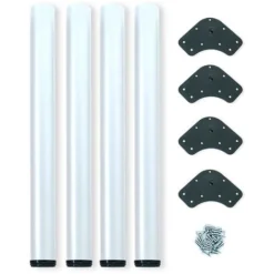 Emuca Pieds Pour Table D. 60 Mm En Acier, Ø 60, Peint En Blanc, Acier, 1 Lt