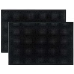 Lot De 2 Tapis En Caoutchouc Noir 46 X 30,5 Cm