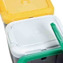 Recyclage Bin 3 Compartiments, 75 Litres, Dimensions: 78.5 (largeur) X 33 (profond) X 47,5 (haut) CMS - Plastique - Multicolore -Promos Gout Cuisine Boutique 55402153 3