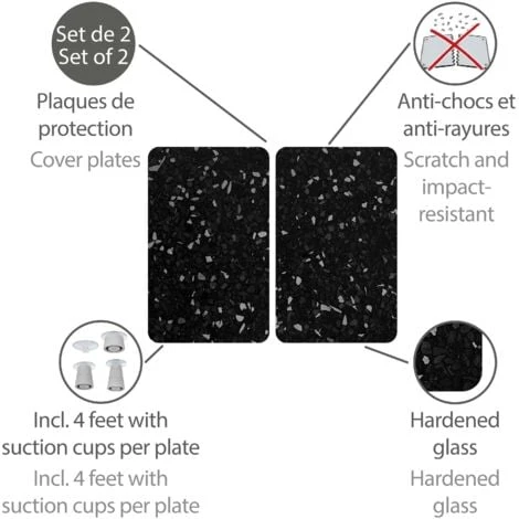 WENKO Protection Plaque De Cuisson Universal Terrazzo, Couvre Plaque De Cuisson En Verre, Lot De 2, Verre Trempé, 30x52 Cm, Multicolore 3 WENKO Protection Plaque De Cuisson Universal Terrazzo, Couvre Plaque De Cuisson En Verre, Lot De 2, Verre Trempé, 30x52 Cm, Multicolore – Image 3