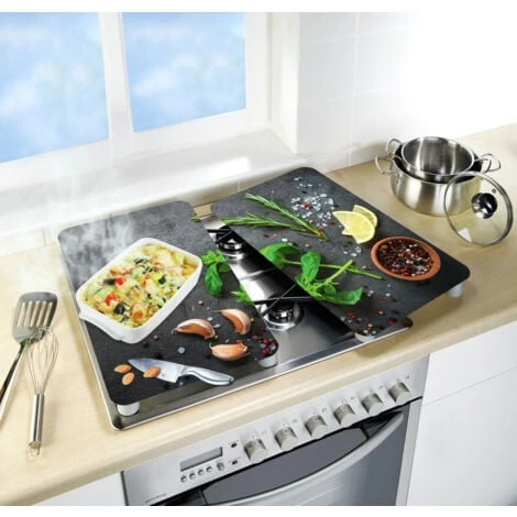 WENKO Protection Plaque De Cuisson Universal Herbes, Couvre Plaque De Cuisson En Verre, Lot De 2, Verre Trempé, 30x52 Cm, Multicolore 3 WENKO Protection Plaque De Cuisson Universal Herbes, Couvre Plaque De Cuisson En Verre, Lot De 2, Verre Trempé, 30x52 Cm, Multicolore – Image 3
