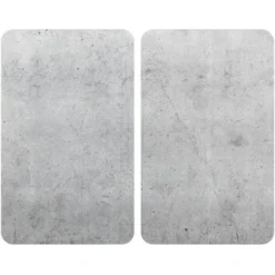 WENKO Protection Plaque De Cuisson Universal Beton, Couvre Plaque De Cuisson En Verre Effet Béton, Lot De 2, Verre Trempé, 30x52 Cm, Multicolore