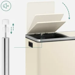 Poubelle à Double Compartiment 2 X 30L, Avec 15 Sacs Poubelles, Pédales En Métal, 2 Seaux En Plastique, Couvercles, Poignées, Fermeture En Douceur, Hermétique, Blanc Cassé LTB060A01 Par SONGMICS 7 Poubelle à Double Compartiment 2 X 30L, Avec 15 Sacs Poubelles, Pédales En Métal, 2 Seaux En Plastique, Couvercles, Poignées, Fermeture En Douceur, Hermétique, Blanc Cassé LTB060A01 Par SONGMICS -Promos Gout Cuisine Boutique 55540793 3
