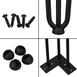 Randaco 4x Pieds De Table En épingle à Cheveux Pieds De Table En Métal Pieds De Meubles Pieds En épingle à Cheveux Noir 3 Barres,30cm -Promos Gout Cuisine Boutique 56395783 4