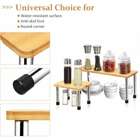 Giantex Etagère à Epices à 2 Niveaux,Porte-Epices En Bambou & Acier INOX, Rangement Epices Cuisine Gain De Place, IdEale Pour Cuisine,Salle De Bain, 45 X 16 X 35 CM 2 Giantex Etagère à Epices à 2 Niveaux,Porte-Epices En Bambou & Acier INOX, Rangement Epices Cuisine Gain De Place, IdEale Pour Cuisine,Salle De Bain, 45 X 16 X 35 CM – Image 2