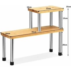 Giantex Etagère à Epices à 2 Niveaux,Porte-Epices En Bambou & Acier INOX, Rangement Epices Cuisine Gain De Place, IdEale Pour Cuisine,Salle De Bain, 45 X 16 X 35 CM 9 Giantex Etagère à Epices à 2 Niveaux,Porte-Epices En Bambou & Acier INOX, Rangement Epices Cuisine Gain De Place, IdEale Pour Cuisine,Salle De Bain, 45 X 16 X 35 CM -Promos Gout Cuisine Boutique 57099510 5