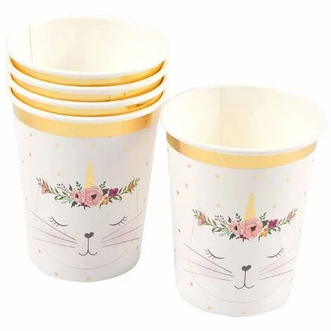 Set De 6 Gobelets En Carton Chat Licorne 1 Set De 6 Gobelets En Carton Chat Licorne