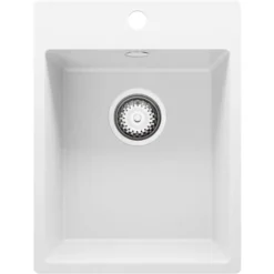 Evier Cuisine En Granit Blanc, 40 X 50 Cm, Lavabo 1 Bac + Siphon Classique, Évier à Encastrer Riga 40 XL De Primagran