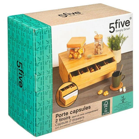 Range Capsules 2 Tiroirs En Bois De Bambou - Support Machiné à Café - Livraison Gratuite 2 Range Capsules 2 Tiroirs En Bois De Bambou - Support Machiné à Café - Livraison Gratuite – Image 2