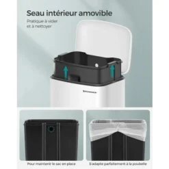 Songmics 30L Poubelle De Cuisine En Acier Inoxydable à Pédale Blanc LTB01W -Promos Gout Cuisine Boutique 5726083 4