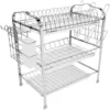 Égouttoir à Vaisselle Rack 3 Niveaux Cuisine Couverts Tasse Assiettes Support évier égouttoir Plateau Ovale Tube-trois Assiettes-tasse D'eau-assiette Blanc
