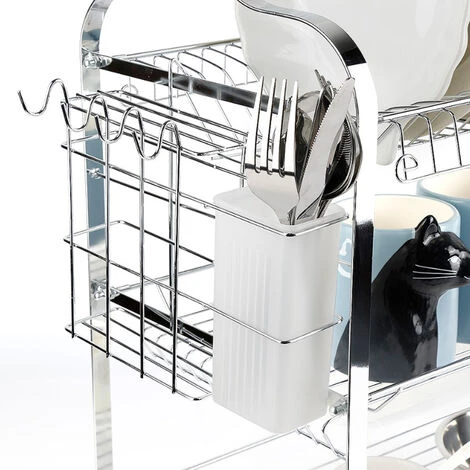 Égouttoir à Vaisselle Rack 3 Niveaux Cuisine Couverts Tasse Assiettes Support évier égouttoir Plateau Ovale Tube-trois Assiettes-tasse D'eau-assiette Blanc 2 Égouttoir à Vaisselle Rack 3 Niveaux Cuisine Couverts Tasse Assiettes Support évier égouttoir Plateau Ovale Tube-trois Assiettes-tasse D'eau-assiette Blanc – Image 2