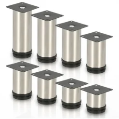 SWANEW Lot De 4 Pieds De Meuble, Pied De Table, Meuble, Inox, Hauteur : 60 Mm Diamètre : 40 Mm Réglage En Hauteur : + 15 Mm -Promos Gout Cuisine Boutique 58439641 4