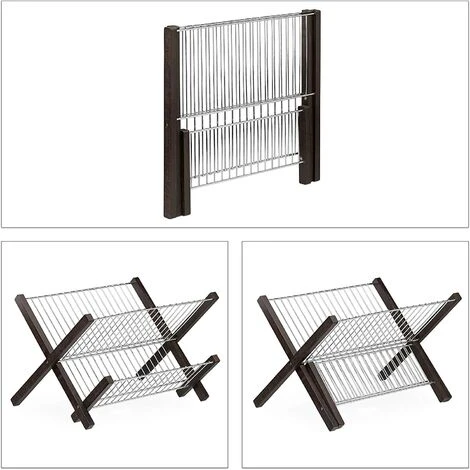 Égouttoir à Vaisselle Bambou Métalpliable Ustensile De Cuisine Accessoire Déco 25 X 36 X 28 Cm, Natu 3 Égouttoir à Vaisselle Bambou Métalpliable Ustensile De Cuisine Accessoire Déco 25 X 36 X 28 Cm, Natu – Image 3