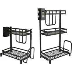 Hofuton Étagère à épices Pour Comptoir, 3 Niveaux, Grande étagère à Assaisonnement Noire Avec 3 Crochets Pour Armoire De Rangement, épices De Cuisine, étagère, Noir -Promos Gout Cuisine Boutique 59207492 3