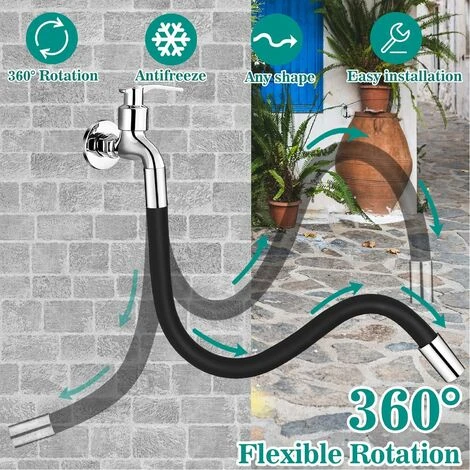ZOLGINAH Rallonge De Robinet Flexible 360°-pour Salle De Bain Et Extérieur,cuisine,noir,avec Raccord à Baïonnette (spirale Intérieure 25mm X Spirale Extérieure 3/4") Longueur Totale 50cm 2 ZOLGINAH Rallonge De Robinet Flexible 360°-pour Salle De Bain Et Extérieur,cuisine,noir,avec Raccord à Baïonnette (spirale Intérieure 25mm X Spirale Extérieure 3/4") Longueur Totale 50cm – Image 2