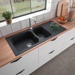 CAREA - Évier à Encastrer ZIRAL 2 Bacs - Noir